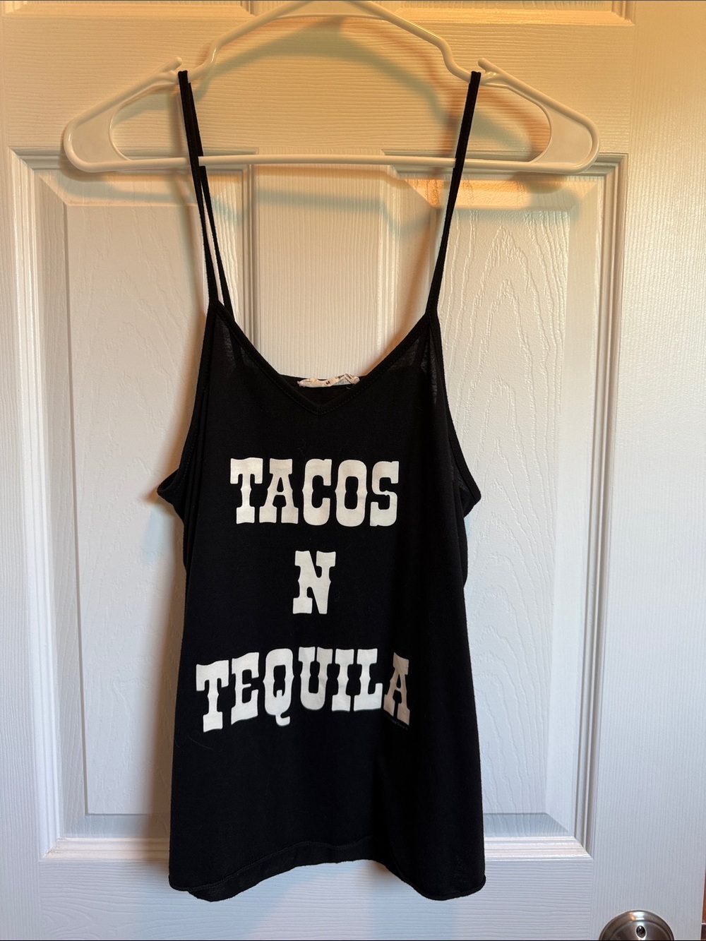 Black Tank Top with "TACOS N TEQUILA" Graphic